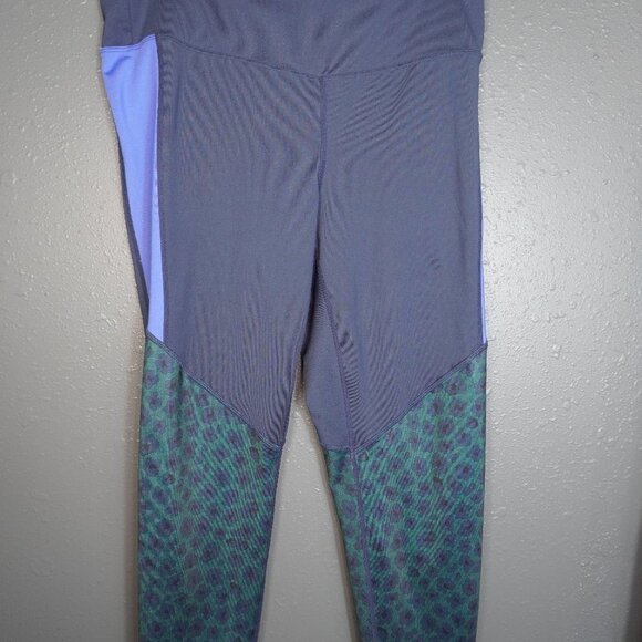 Joy Lab Womens Navy Blue And Green Leopard Mesh Yoga Workout Leggings Size XL - Picture 2 of 6